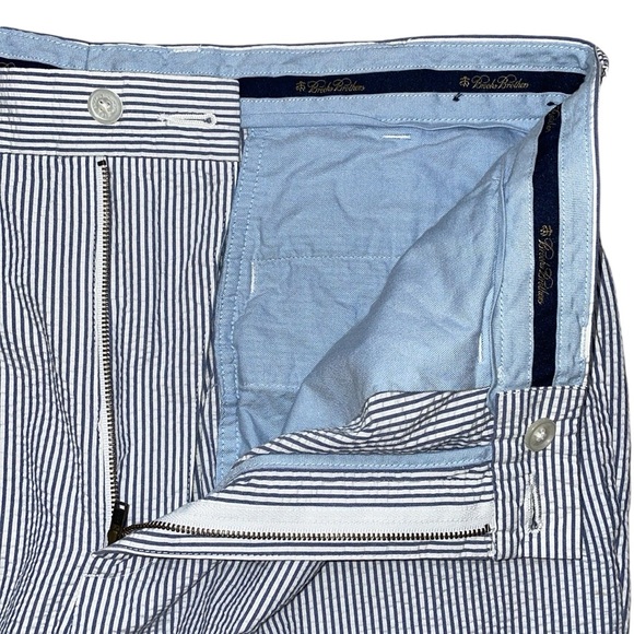 Brooks Brothers men’s 35x27 blue & white striped‎ genuine seersucker chino pants - Picture 4 of 8